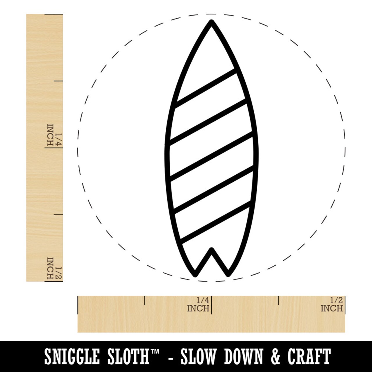 Striped Surfboard Self-Inking Rubber Stamp for Stamping Crafting Planners
